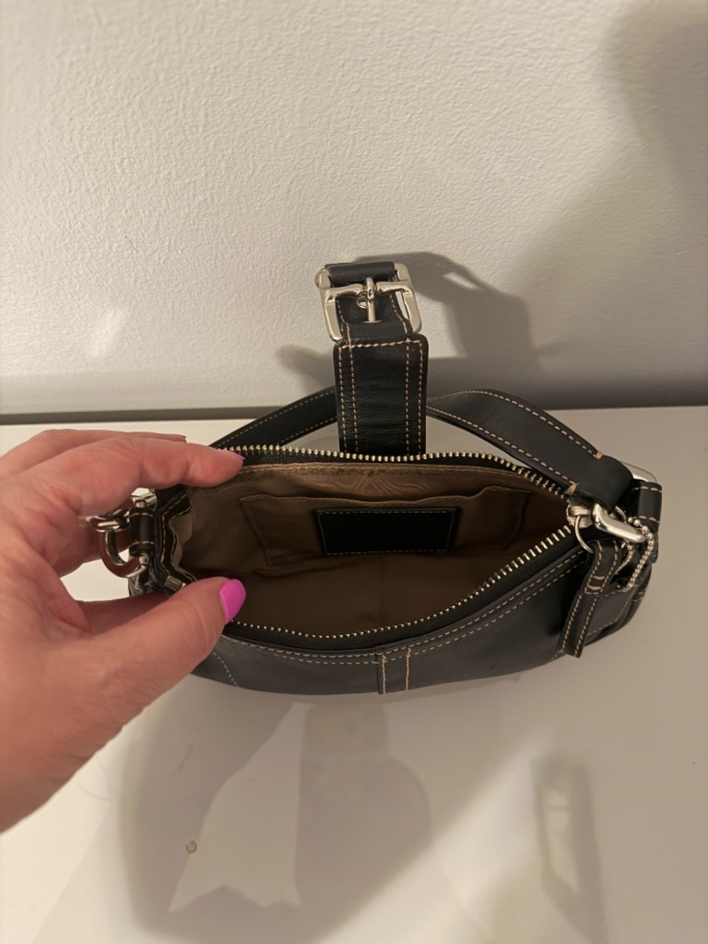 COACH Hampton Black Leather with Buckle Mini Bag - Picture 5 of 9